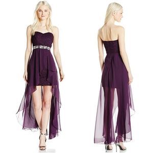 Speechless Juniors Lace with Chiffon High-Low